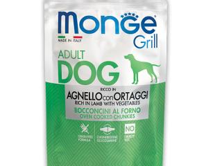 Monge GRILL POUCH AGNELLO con ORTAGGI, Паучи для взрослых собак с ягненком и овощами, 100 г