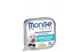 Monge Fresh PATE e BOCCONCINI con MERLUZZO (Паштет для собак с треской), 100 г