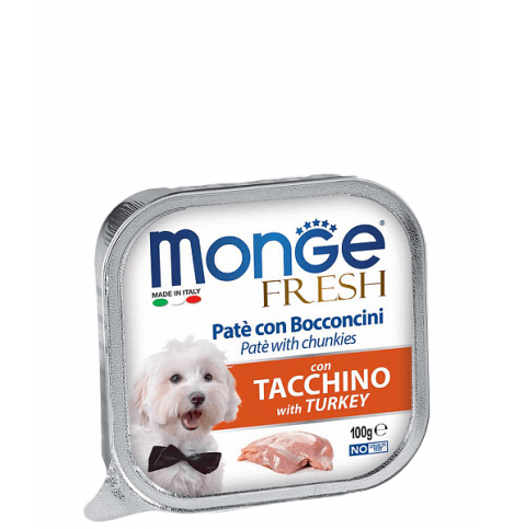 Monge Fresh PATE e BOCCONCINI con TACCINO (Паштет для собак с индейкой), 100 г