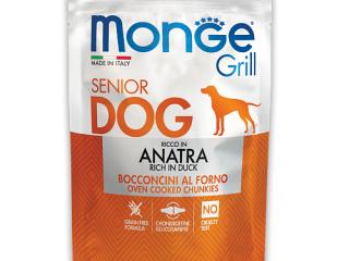 Monge GRILL POUCH SENIOR ANATRA, Паучи для пожилых собак с уткой, 100 г