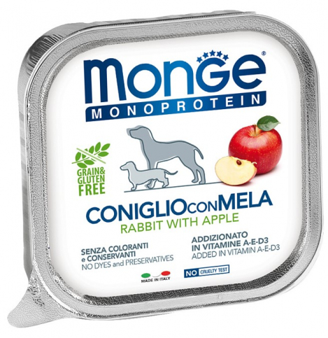 Monge Dog Monoprotein Fruits (паштет для собак из кролика с яблоком), 150г