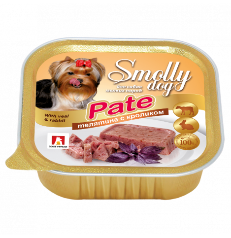 Зоогурман СмоллиДог патэ (Smolly dog pate), Консервы для собак Телятина с кроликом, 100г