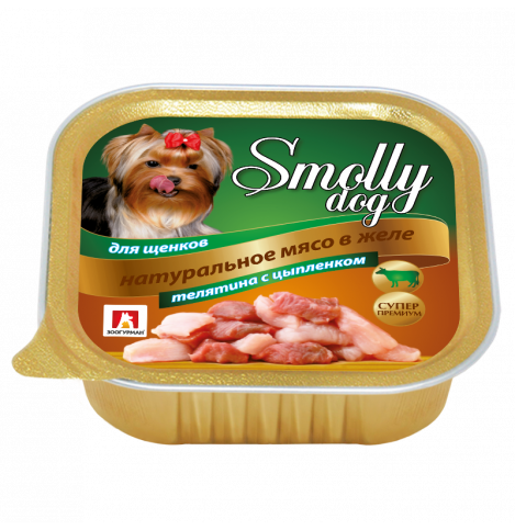 Зоогурман СмоллиДог (Smolly dog), Консервы для щенков Телятина с цыпленком, 100г