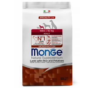 Monge Speciality line Mini Adult, ягненок, с рисом, с картофелем Сухой корм для взрослых собак мелких пород, 800 г