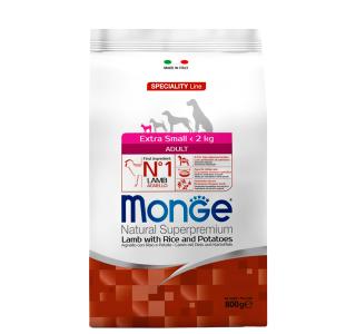 Monge Speciality line Extra Small Adult, ягненок, с рисом, с картофелем. Сухой корм для взрослых собак миниатюрных пород, 800 г