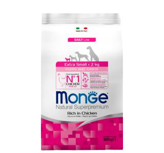 Monge Daily line Extra Small Puppy & Junior, курица с рисом. Сухой корм для щенков миниатюрных пород, 800 г