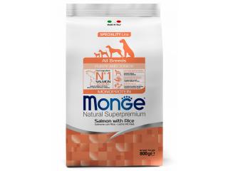 Monge Speciality line Puppy & Junior, лосось с рисом. Сухой корм для щенков всех пород, 800 г