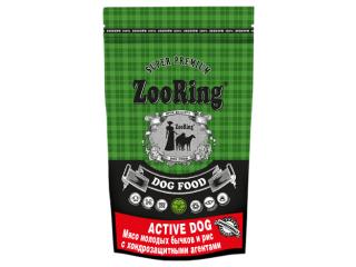 ZOORING ACTIVE DOG (Сухой корм для взрослых активных собак средних и крупных пород) мясо молодых бычков и рис с хондрозащитными агентами, 2 кг