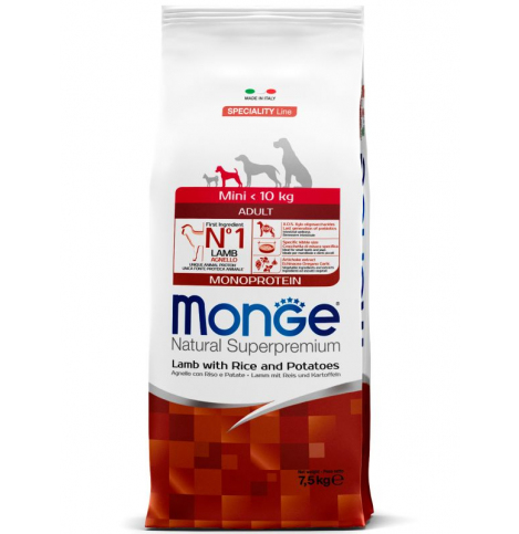 Monge Speciality line Mini Adult, Сухой корм ягненок с рисом и картофелем (для взрослых собак мелких пород), 500 г (весовой)