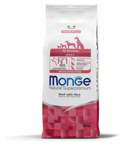 Monge Dog Monoprotein All Breeds Beef and Rice говядина с рисом (Сухой корм для собак всех пород), 500г (весовой)