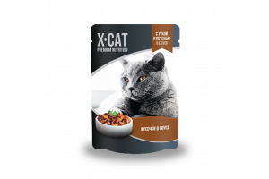 X-Cat с уткой и печенью в соусе Консервированный корм для кошек, 85г