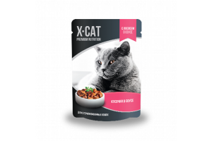 X-Cat с лососем в соусе Консервированный корм для стерилизованных кошек, 85 г