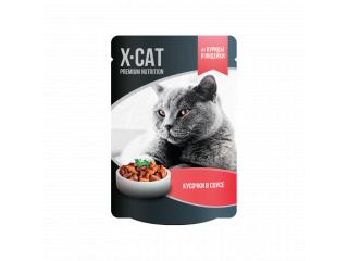 X-Cat курица и индейка в соусе Консервированный корм для кошек, 85г