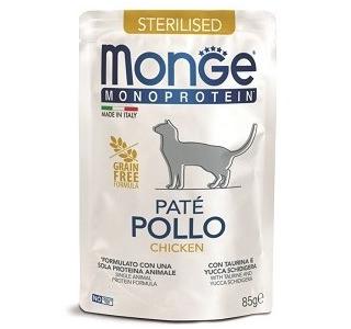 Monge Cat Monoprotein Влажный корм для стерилизованных кошек из курицы, пауч 85 г