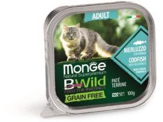 Monge Cat BWild GRAIN FREE Влажный корм для кошек беззерновой, из трески с овощами, 100 г