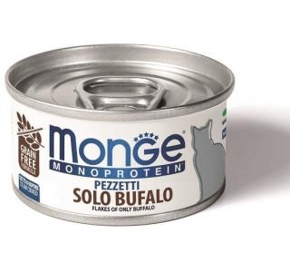 Monge Cat Monoprotein Консервы для кошек мясные хлопья из мяса буйвола, 80 г