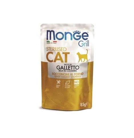 Monge Cat Grill Влажный корм для стерилизованных кошек с курицей, пауч 85 г