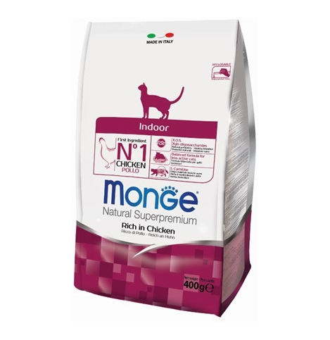 Monge Cat Daily Line Indoor Сухой корм для домашних кошек из курицы, 400 г