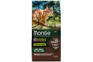 Monge Cat BWild GRAIN FREE Сухой корм беззерновой из мяса буйвола для крупных кошек всех возрастов, 100 г (весовой)