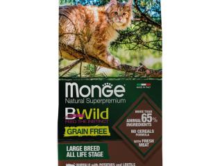 Monge Cat BWild GRAIN FREE Сухой корм беззерновой из мяса буйвола для крупных кошек всех возрастов, 100 г (весовой)