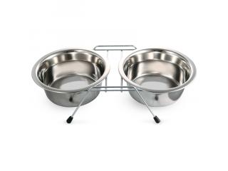 Миска 9002 металлическая на подставке, 2*0,40л