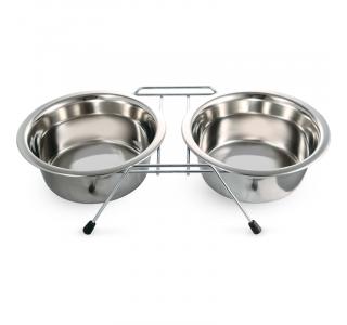 Миска 9002 металлическая на подставке, 2*0,40л