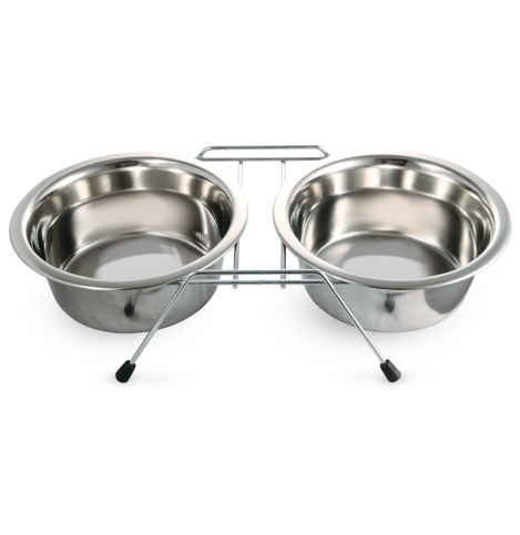 Миска 9002 металлическая на подставке, 2*0,40л