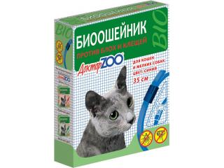 Доктор ZOO, биоошейник против блох и клещей для кошек и мелких собак (синий), 35 см