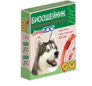 Доктор ZOO, биоошейник против блох и клещей для собак (красный), 65 см