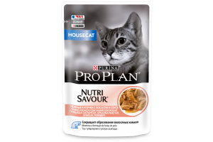 Pro Plan Nutri Savour Консерированный корм для взрослых кошек, живущих дома, с лососем в соусе, Пауч, 85 г