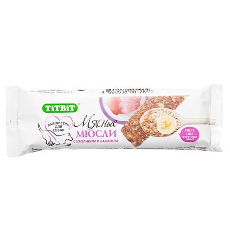 TiTBiT Мюсли Fruit с кроликом и бананом, 1 штука