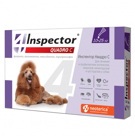 Inspector Quadro С, капли для собак 10-25 кг, 1 пипетка