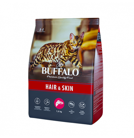 MR. BUFFALO HAIR & SKIN С ЛОСОСЕМ Сухой корм для кошек с чувствительной кожей, 1,8 кг с лососем