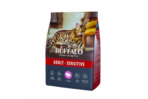 MR. BUFFALO ADULT SENSITIVE С ИНДЕЙКОЙ Сухой корм для взрослых кошек и котов с чувствительным пищеварением, 1,8 кг