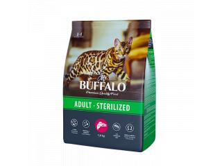 MR. BUFFALO STERILIZED С ЛОСОСЕМ Сухой корм для взрослых стерилизованных кошек и кастрированных котов, 1,8 кг