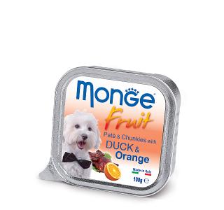 Monge Fruit PATE and CHUNKIES with Duck & Orange (Паштет для собак из утки с апельсином), 100 г