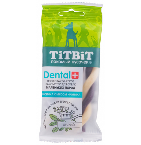TiTBiT ДЕНТАЛ+ Косичка с мясом кролика для собак маленьких пород, 40г