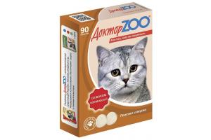 Доктор ZOO, витамины для кошек со вкусом копченостей и биотином, уп. 90 табл.