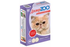 Доктор ZOO, витамины для кошек со вкусом лосося и биотином, уп. 90 табл.