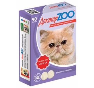 Доктор ZOO, витамины для кошек со вкусом лосося и биотином, уп. 90 табл.