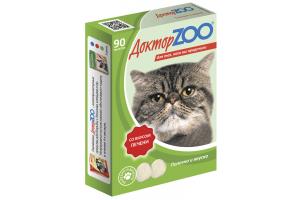 Доктор ZOO, витамины для кошек со вкусом печени и биотином, уп. 90 табл.