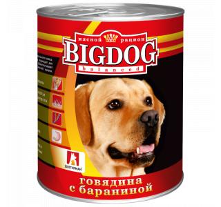 Зоогурман БигДог (BigDog), Консервы для собак Говядина с бараниной, 850г