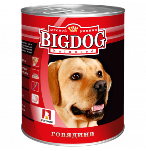 Зоогурман БигДог (BigDog), Консервы для собак Говядина, 850г