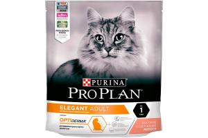 PRO PLAN ELEGANT Adult Сухой корм для взрослых кошек с чувствительной кожей, с лососем, 400г