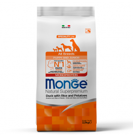 Monge  Dog Speciality Line Monoprotein Сухой корм для щенков всех пород, из утки с рисом и картофелем 2,5 кг