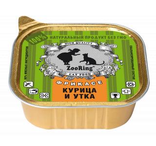 ZooRing паштет из курицы и утки. Консервированный полнорационный корм для всех пород кошек, 100 г