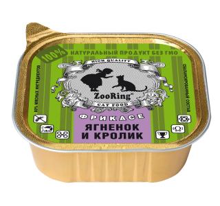 ZooRing паштет из ягненка и кролика. Консервированный полнорационный корм для всех пород кошек, 100 г