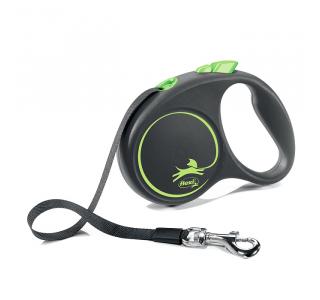 Flexi рулетка Black Design S (до 15 кг) 5 м лента черный/зеленый