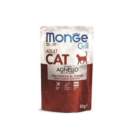 Monge Cat Grill Влажный корм для взрослых кошек из новозеландского ягненка, пауч 85 г