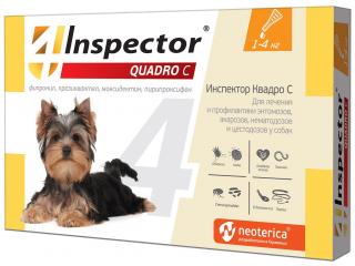 Inspector Quadro С, капли для собак 1-4кг, 1 пипетка